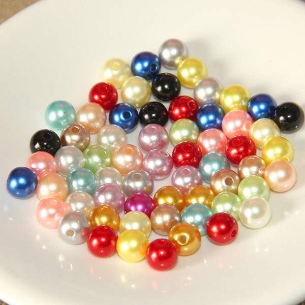 Wholesale Mixed Color Imitation Pearl Loose Beads 4mm 6mm 8mm 10mm 12mm 14mm Round Plastic Pearl Beads for Jewelry Making Craft DIY Necklace