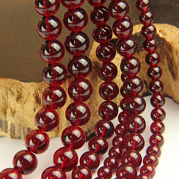 Wine Red Glass Beads Wholesale Imitation Garnet Round Loose Beads for Jewelry Making 4 6 8 10 12mm Glass Bead