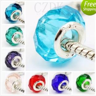 BELAWANG Wholesale Fashion Silver Plated Screw Fascinating Faceted Murano Glass Beads Fit Pandora Jewelry Charm Bracelets Free Shipping