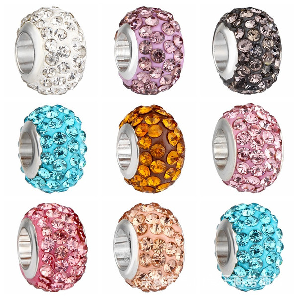 5mm Hole-diameter DIY Jewelry Rhinestone Alloy 8 Colors Loose Beads European Colorful Bead For Bracelets Necklaces