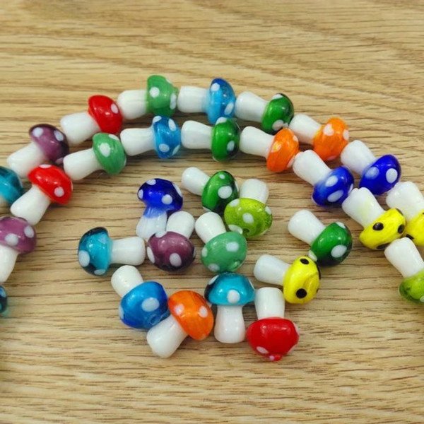 FANCY- DIY accessories Glass beads loose pendants Colorful CUTE Mushroom for DIY jewelry MAKING