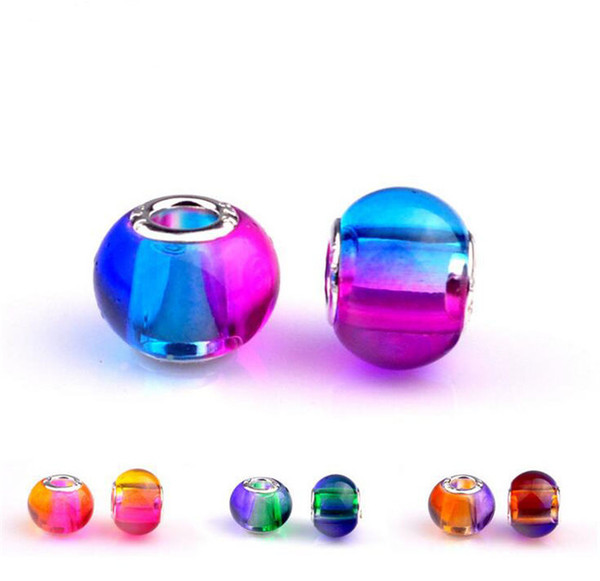 6 Colors Charm Glass Beads Pendants Murano Hole Beads for Pandora Necklace Bracelet Jewelry DIY Accessories