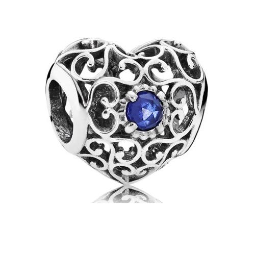 September Signature Heart Birthstone 925 Sterling Silver Beads Fits European Pandora Style Jewelry Bracelets 79194SSA Birthday Gift