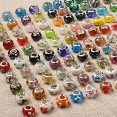 925 Sterling Silver Charm Glass Beads Pendants Murano Hole Beads for Pandora Necklace Bracelet Jewelry DIY Accessories with Stamp