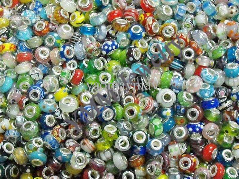 Cheapest lampwork glass beads free shipping, fit European style charm bracelets, beaded bracelets 300pcs/lot Wholesale