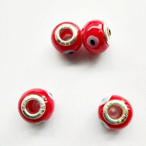 10* 14 mm Eye Glass Beads Mixed color Glass Bead Large Hole DIY Spacer European Murano Chunky Czech Bead Fit For Charms Bracelet