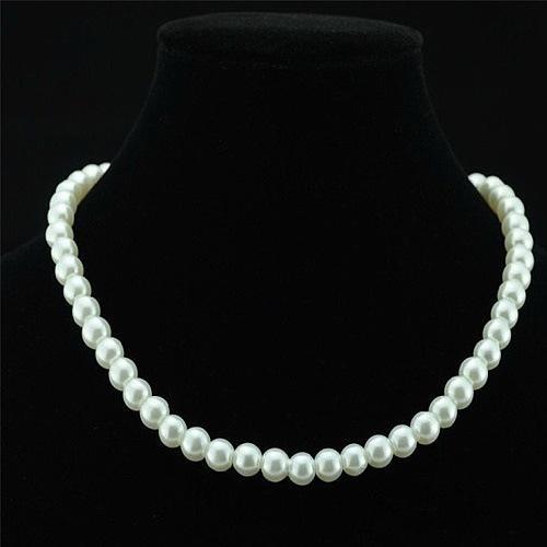 NEW Chic Single Strand Faux Imitation Pearl 8mm Necklace Jewellery Gift Fashion Womens Short Chain Fine Jewelry For Women c013