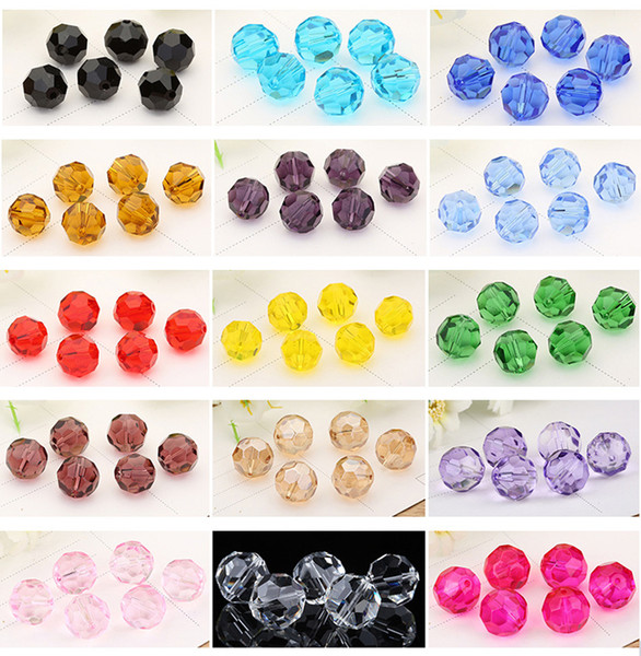 6mm Ball Faceted Glass Crystal Spacer Austria Section Crystal Glass Beads Loose Spacer Round Beads For Jewelry Making 17Colors