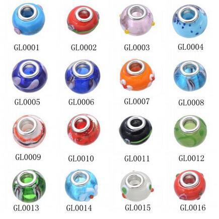 100 pcs Genuine Pandora Murano Glass Charm European more than 60 styles for your option free shipping