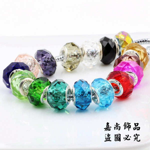 16 colors Loose Clear Rose Murano Glass Crystal Faceted Rondelle Spacer Big Hole Charms Beads Fit DIY European Bracelets