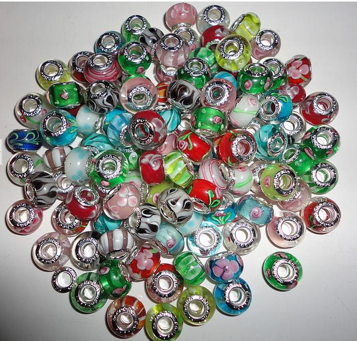 Wholesale - LOT 50 Pieces Mix European Sterling Silver crystal Beads Charms fast shipping