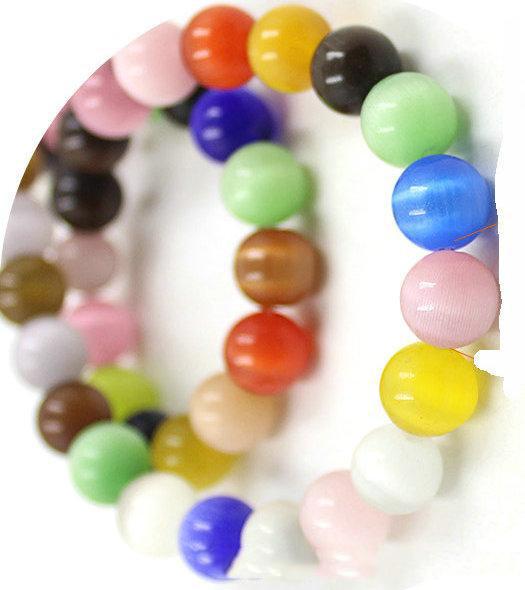 NEW 7 sizes multicolor cat eye loose round glass beads string FOR NECKLACE BRACELET DIY JEWELRY MAKING