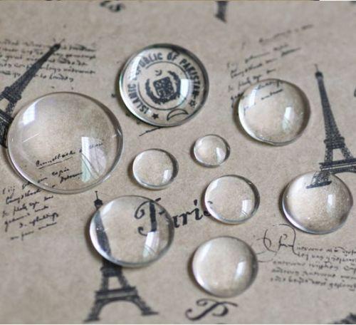 100pcs Domed Round Transparent Clear Glass Cabochons Cameo settings Glass Cover 12mm