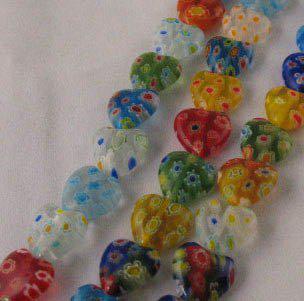 10Strands Millefiori glass heart beads 12mm M708