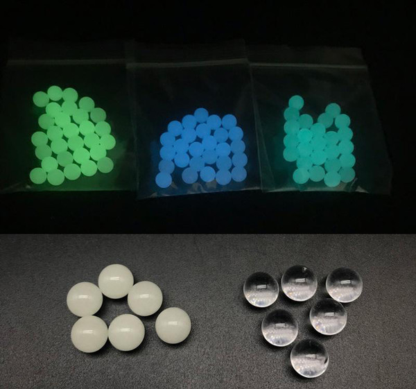 New 6mm 8mm Quartz Terp Dab Pearls Insert Luminous Glowing Blue Green Clear Quartz Pearl For Quartz Banger Nails Glass Bongs Dab Rigs Whole