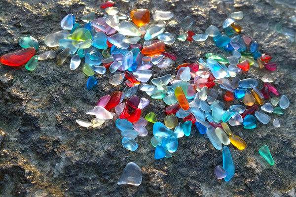 1/2 Lb Bulk lot Mini Beach Sea Glass Seed beads, freeform Rainbow colors for DIY, Vase Filler, Home Décor, Craft