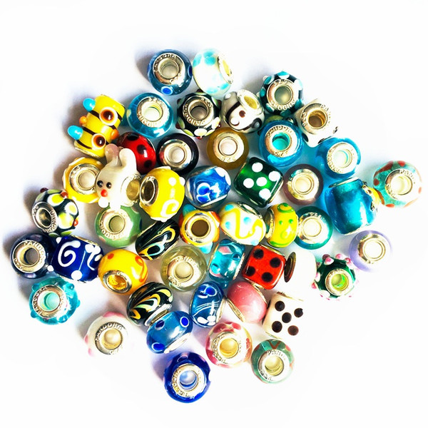 50pc/lot Glass beads large hole beads DIY jewelry accessories mixed batch Dora beaded diy bracelet boutique loose beads