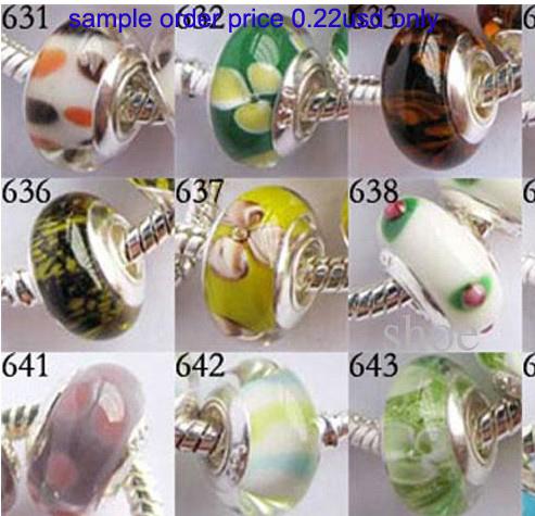 Epackfree 30pcs Murano Glass Beads charms silver plated single core bead Charm mix 15 styles