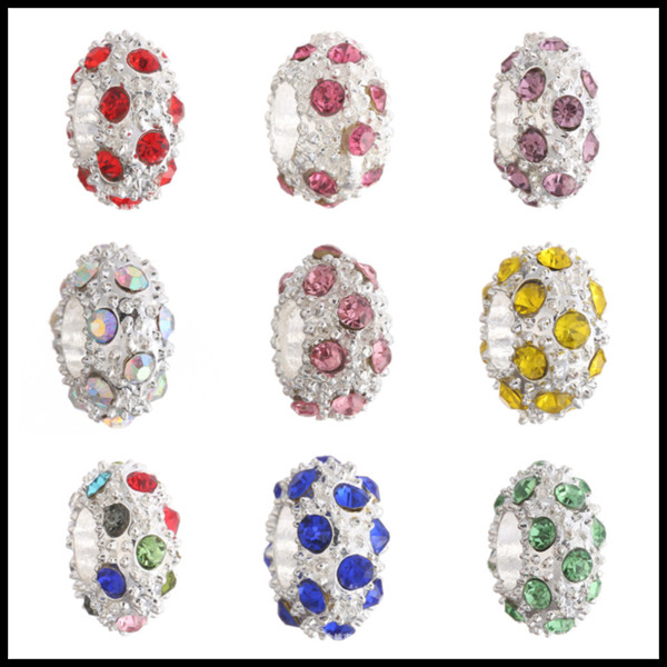 Wholesales 5mm Hole-diameter DIY Jewelry Rhinestone Alloy 11 Colors Loose Beads European Colorful Bead For Bracelets