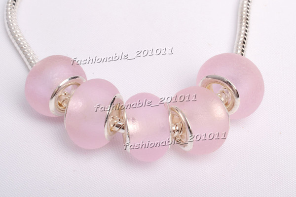 Hot Sale Pink Flower Murano glass Beads charms for Pandora bracelet Wholesale gb0058