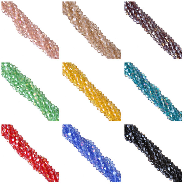 New 4mm AB colors Pick Color Bicone Loose Spacer Beads Glass Crystal Faceted Rondelle Bead for Jewelry making