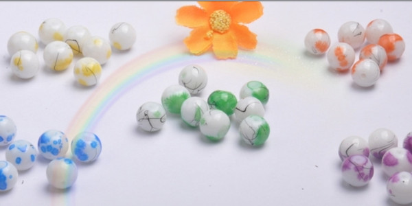 100 pcs 14 mm Round drawing glass paint beads Optional colors