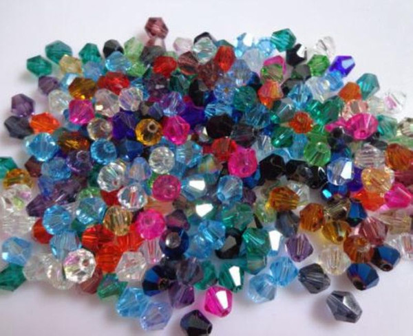 Hot ! 1000pcs 9 color Faceted Crystal Bicone Beads 6mm Loose beads DIY Jewelry