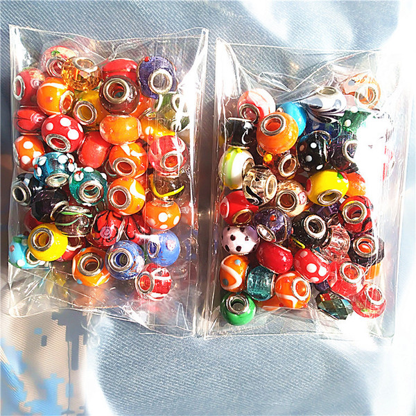 100pcs glass Bead Charms Fit Pandora Bracelet mixed order KKA2300