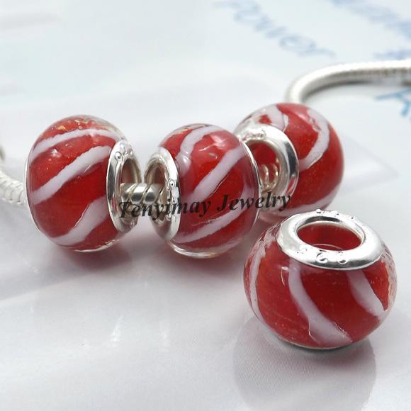 Murano Lampwork Glass Beads European Charm Beads Big Hole Beads For Snake Chain Bracelet 100pcs/lot Wholesale LB818