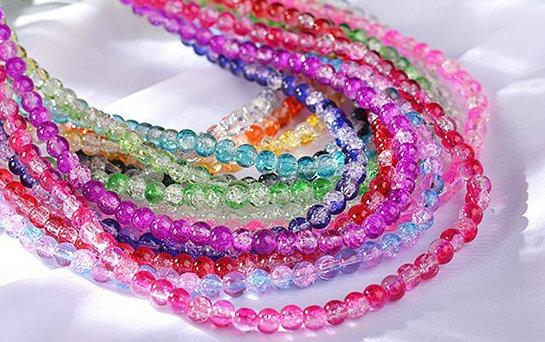 WHOLESALE 4mm//6mm//8mm Mixed Crystal Crack Glass Round Loose Spacer Beads Jewelry Making