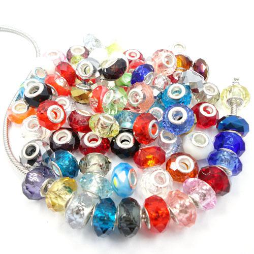 DIY Big hole beautiful European charm Murano round spacer faceted crystal glass loose beads 200pcs/lot mix color