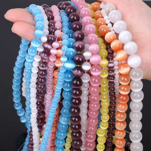 4mm White/Pink/Purple New! 5AAA+ Opal Natural Cat Eye Beads for Making Jewelry Free Shipping Wholesale 4/6/8/10/12MM