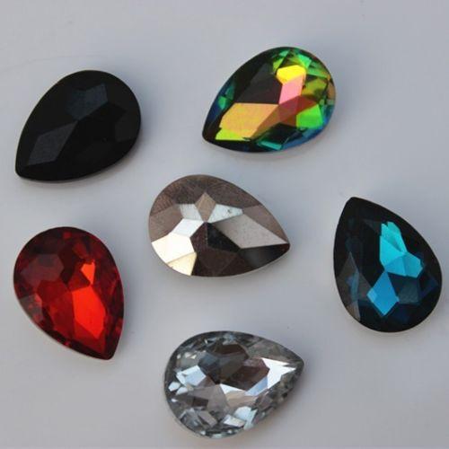 30PCS 13*18mm Glass Crystal Rhinestone Tear Drop Point back Faceted Glass ZZ145