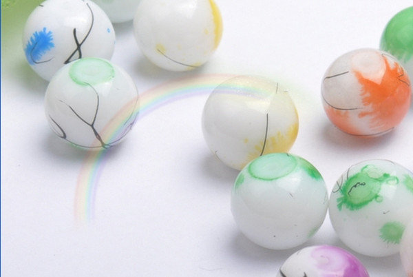 Wholesale - 4-22 mm blend color jewelry accessories Round drawing glass paint scattered beads