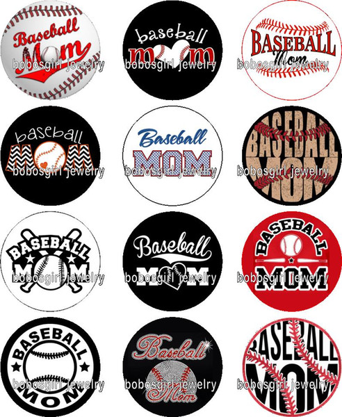 Free shipping baseball MOM glass Snap button Jewelry Charm Popper for Snap Jewelry good quality 12pcs / lot Gl354 jewelry making DIY