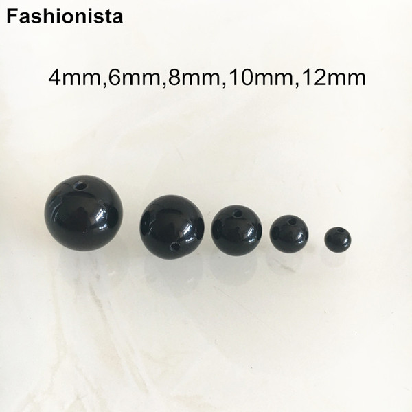 High Glossy Black Color Round Beads 4mm,6mm,8mm,10mm,12mm Wholesale Loose Beads For Jewelry