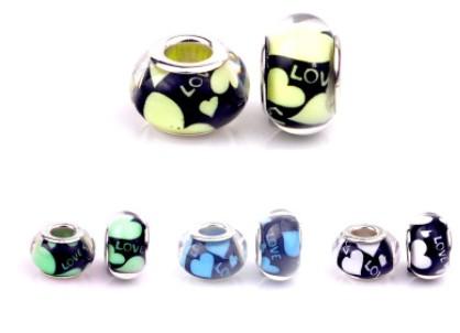 Fits Pandora Bracelets Heart Murano Glass Big Hole Beads Loose Beads Charms For Wholesale Diy European Necklace Jewelry Accessories