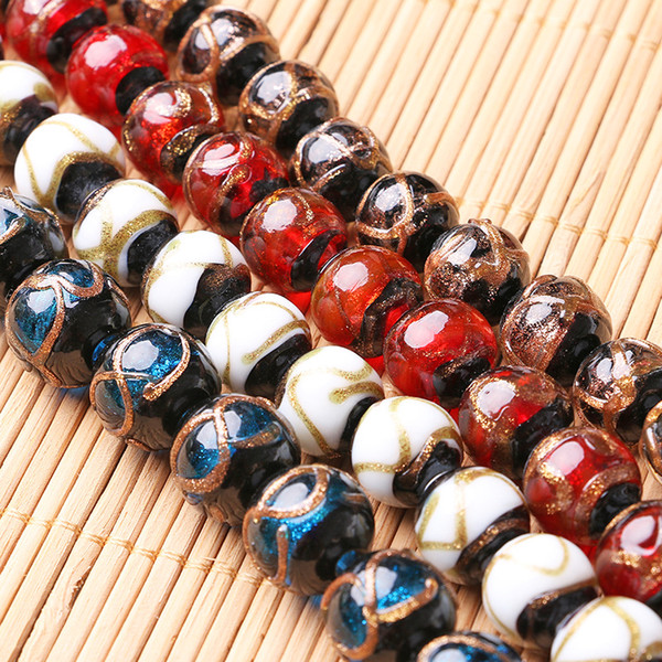 20pcs/Lot Lampwork Beads 12mm Handmade Lampwork Glass Round Bead Multi-color Traditional for jewelry Making Golden Sand Glazed Beads