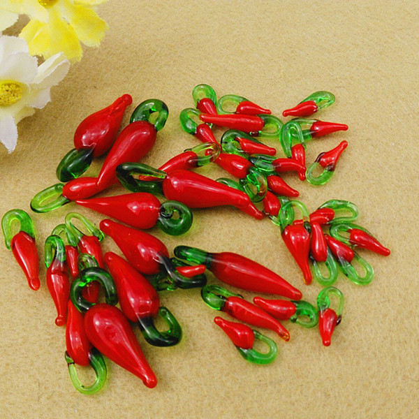 100pcs/lot 18/20/30mm Red Pepper Shape Lampwork Beads DIY Pendant Necklace Jewelry Accessories Handmade Lampwork Beads Coloured Glaze Bead