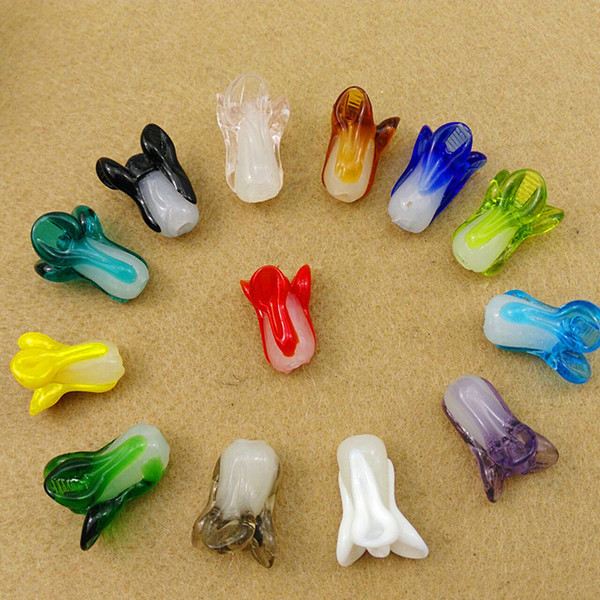 100pcs/lot 10x20mm DIY Handmade Lampwork Beads Cabbage Shape Loose Lampwork Beads Jewelry Making Findings Fit Earring Bracelets