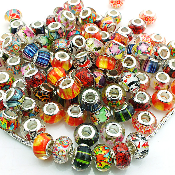 Mix Sale Fashion Handmade Lampwork Big Hole Beads DIY European Brand Bracelets Loose Beads Jewelry Accessories