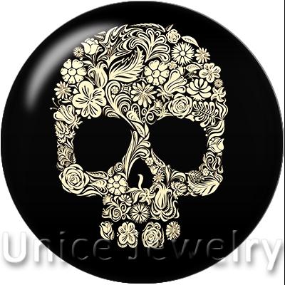 AD1301101 12,18,20mm Snap On Charms for Bracelet Necklace Hot Sale DIY Findings Glass Snap Buttons Jewelry Skull Design noosa