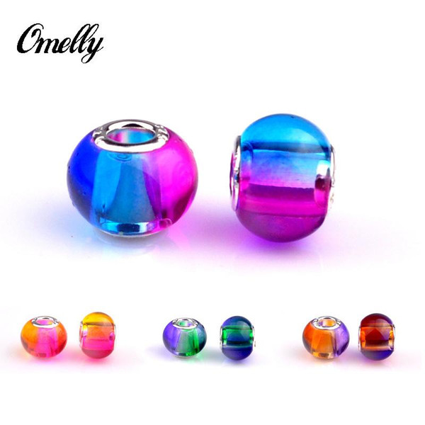 Colourful Rainbow Beads for Charms Jewelry Making Loose Lampwork European Beads Charms DIY Beads for Bracelet Wholesale in Bulk Low Price