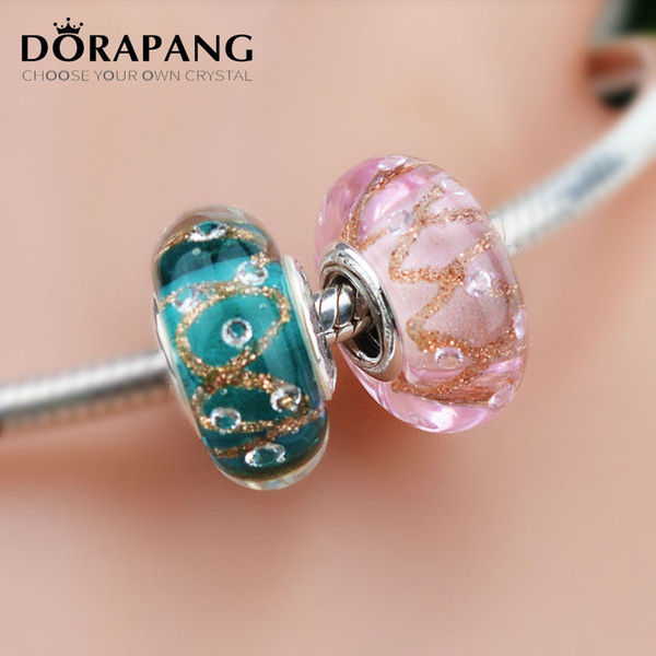 DORAPANG Cinderella murano Glass Beads 925 Sterling Silver Charms Loose Beads DIY Jewelry Wholesale For Thread Bracelet Bangle