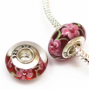 DIY jewelry accessories Silver plated 925 ALE thread core murano glass beads big hole Charms Bead For Bracelets 110pcs