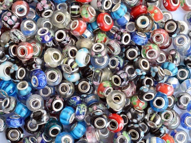 Wholesale Bulk Mixed Murano Glass Loose Silver Plated Core Beads Fit Bracelet European 5mm hole #B6 FREE