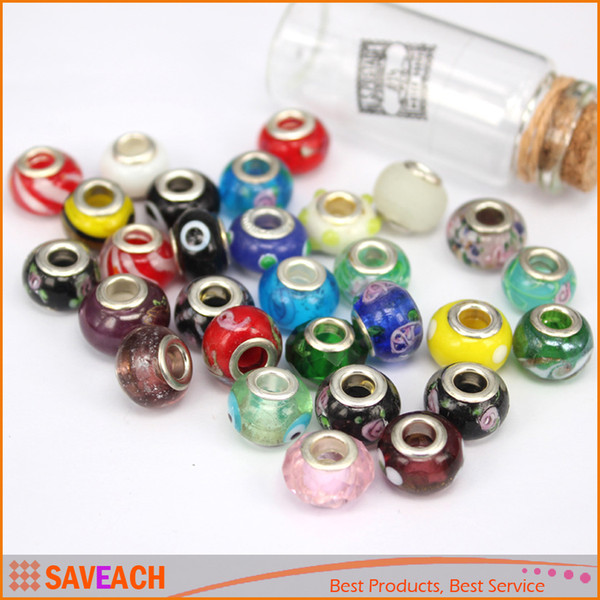 9*14 mm Mix Color Murano Glass Loose Beads Big Hole fit DIY European Pandora Jewelry Braclet Charms Bracelets, Jewelry Findings