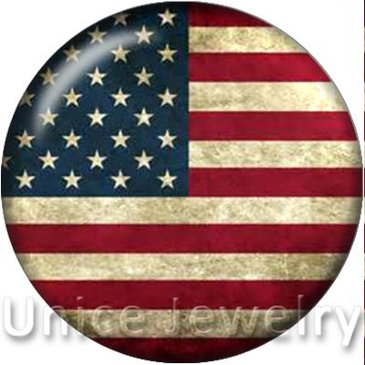 AD1301152 12, 18,20mm Snap On Charms for Bracelet Necklace Hot Sale DIY Findings Glass Snap Buttons American flag Design noosa