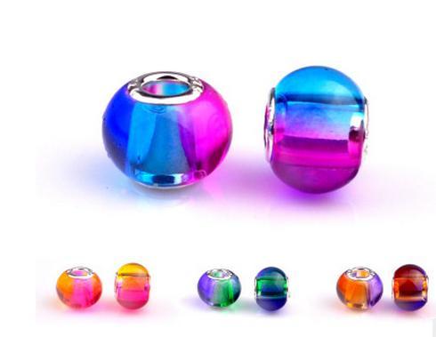 DIY jewelry accessories new (colorful rainbow) handmade glass beads big hole glass beads