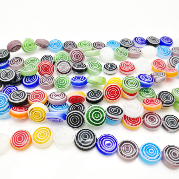 5strand 10MM colored glass circle beads DIY jewelry accessories loose beads thousand flowers and beads